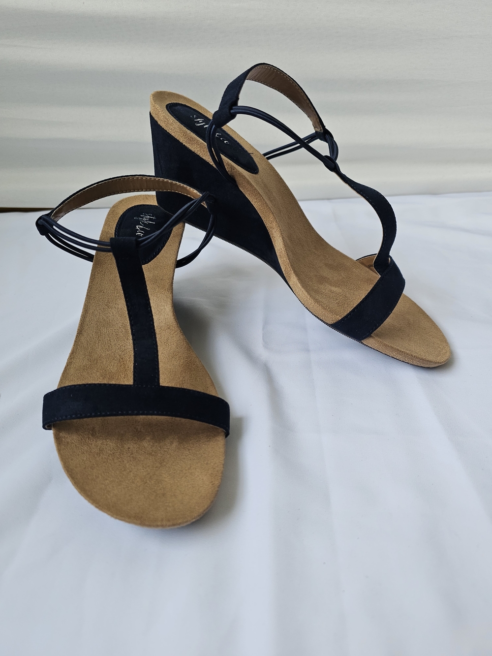 Style & Co. Mulan Wedge Sandals – Navy Blue (T-Strap) - Picture 6 of 16